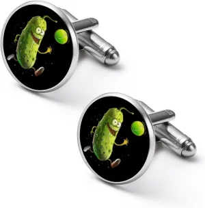 Pickle and Tennis Ball Men's Cufflinks Classic Tuxedo Shirt Cuff Dress Cuff Links Jewelry Accessories for Business Wedding