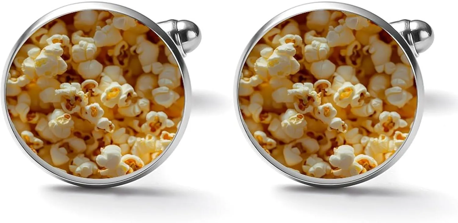 Popcorn Mens Cufflinks Classic Alloy Shirt Cuff Links Unique Jewelry Gift for Groom Father Husband Boyfriend