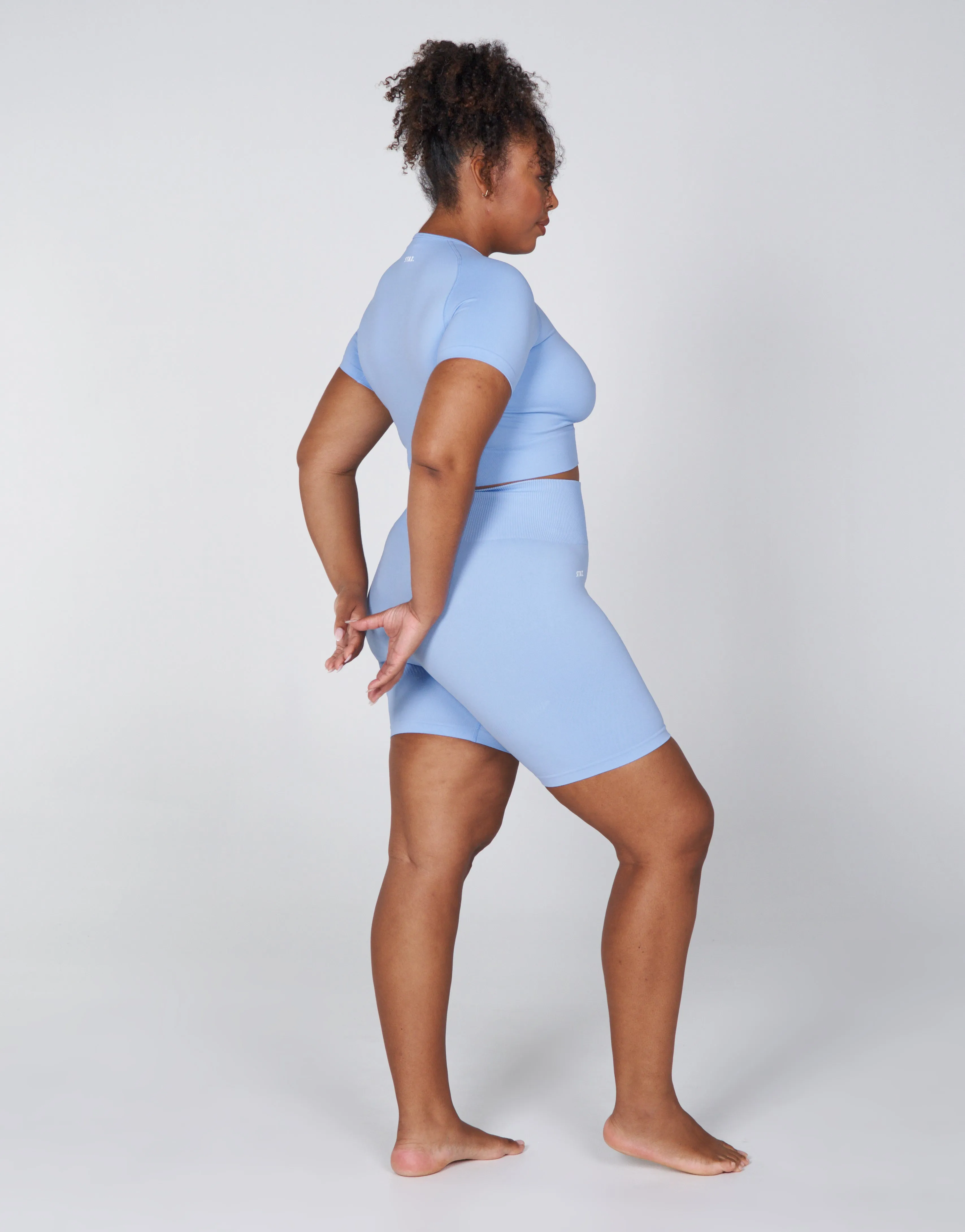 Premium Seamless Favourites Cropped Tee - Baby Blue