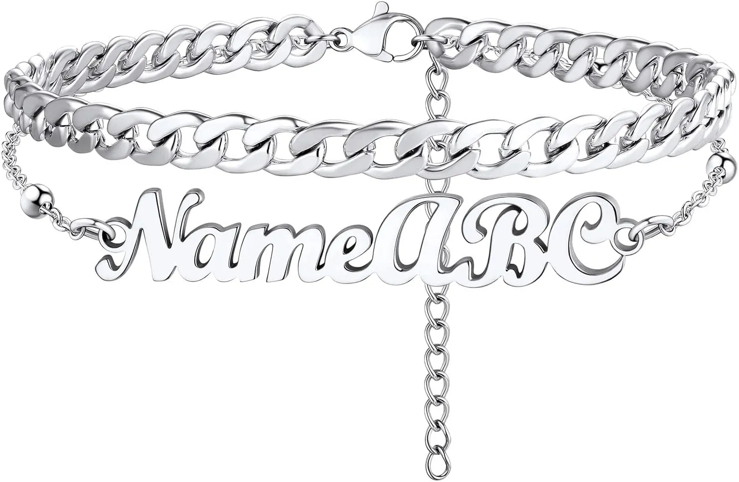 PROSTEEL Trendy Handcuffs Design/Customize Words Ankle Bracelet For Women, 316L Stainless Steel Anklets Silver/Gold/Black Tone, Hypoallergenic, Come with Box