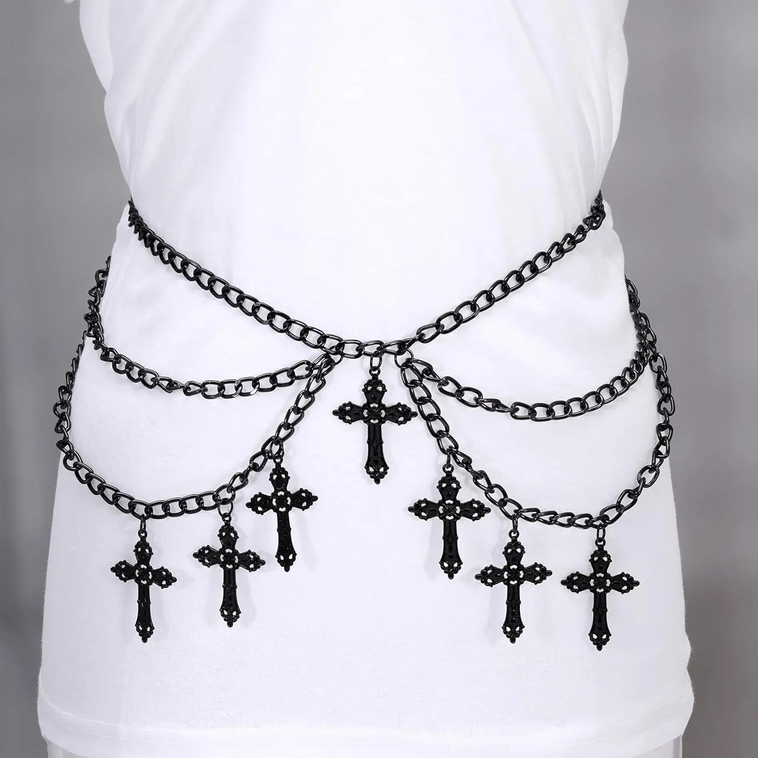 Punk Cross Waist Chain Belt Gothic Belt Chain Y2k Waist Chain for Women Emo Grunge Accessories