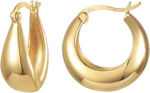 QueenBee 925 Sterling Silver Chunky Hoop Earrings for Women  Gold or Silver Plated, Hypoallergenic Gift Jewelry