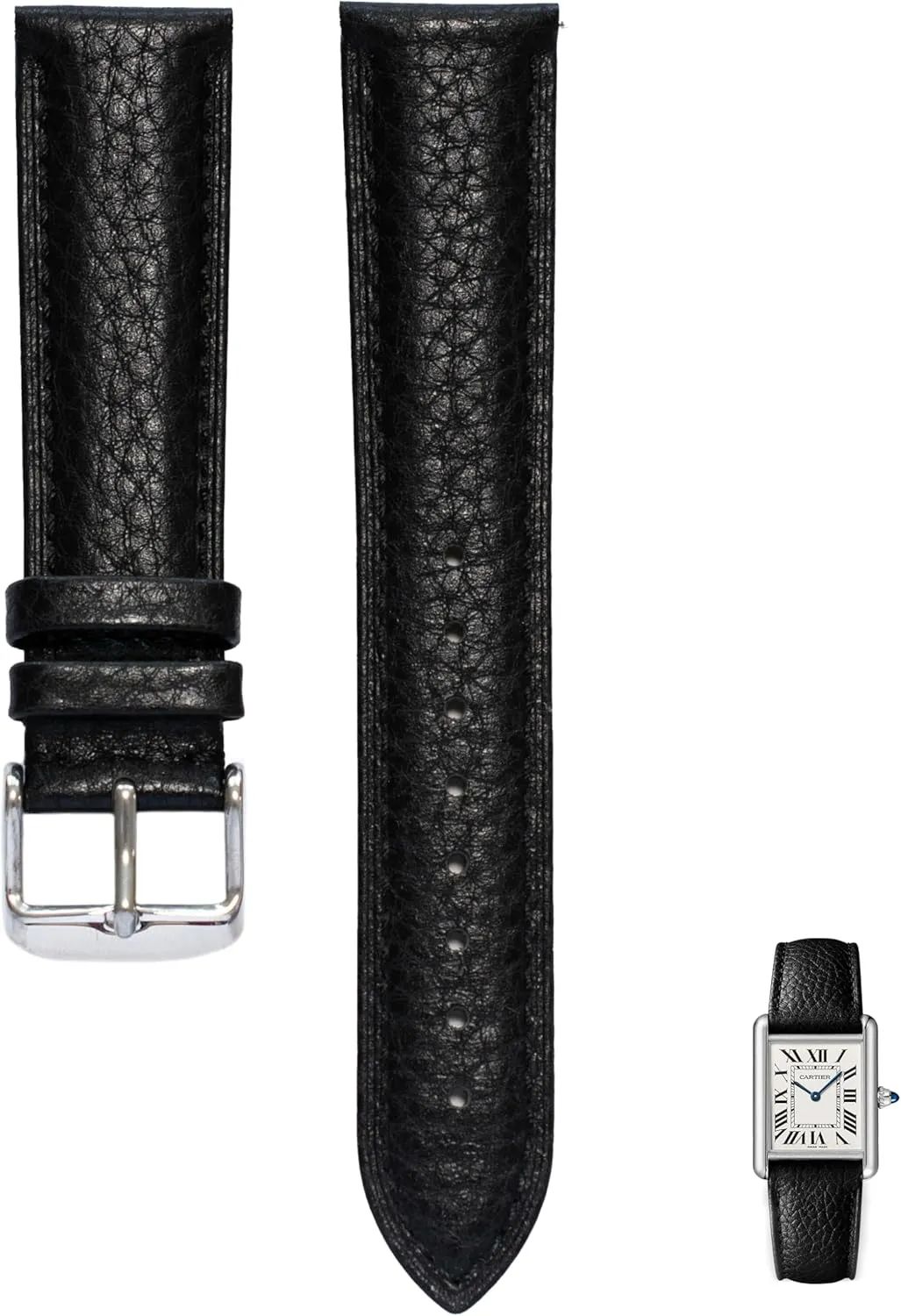 Quick Release Leather Straps For Cartier Watches With Buckle, Leather Watch Band Straps For Cartier Tank Watches - Multiple Colors
