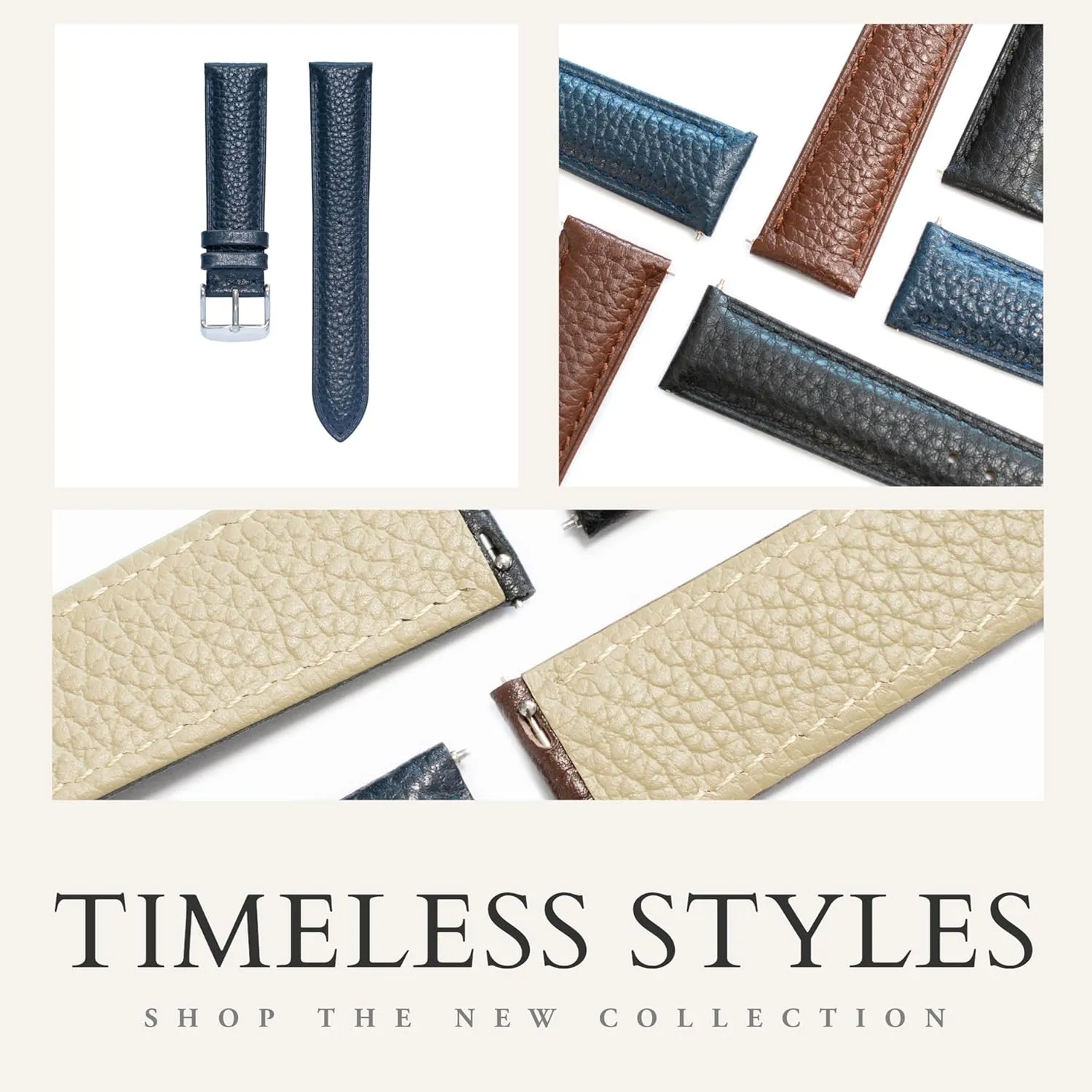 Quick Release Leather Straps For Cartier Watches With Buckle, Leather Watch Band Straps For Cartier Tank Watches - Multiple Colors