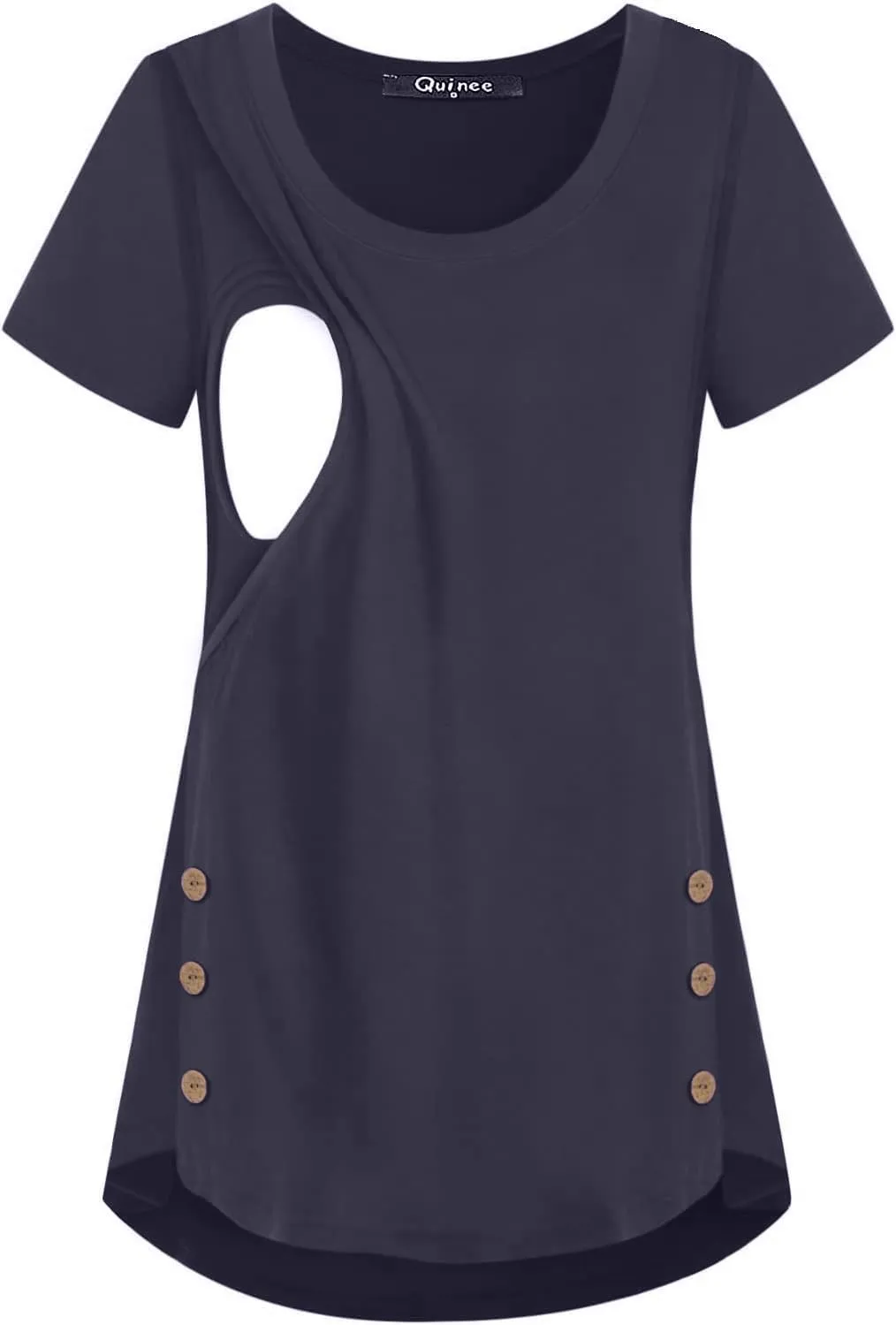 Quinee Women's Casual Button Side Nursing Tops Maternity Breastfeeding Tunic