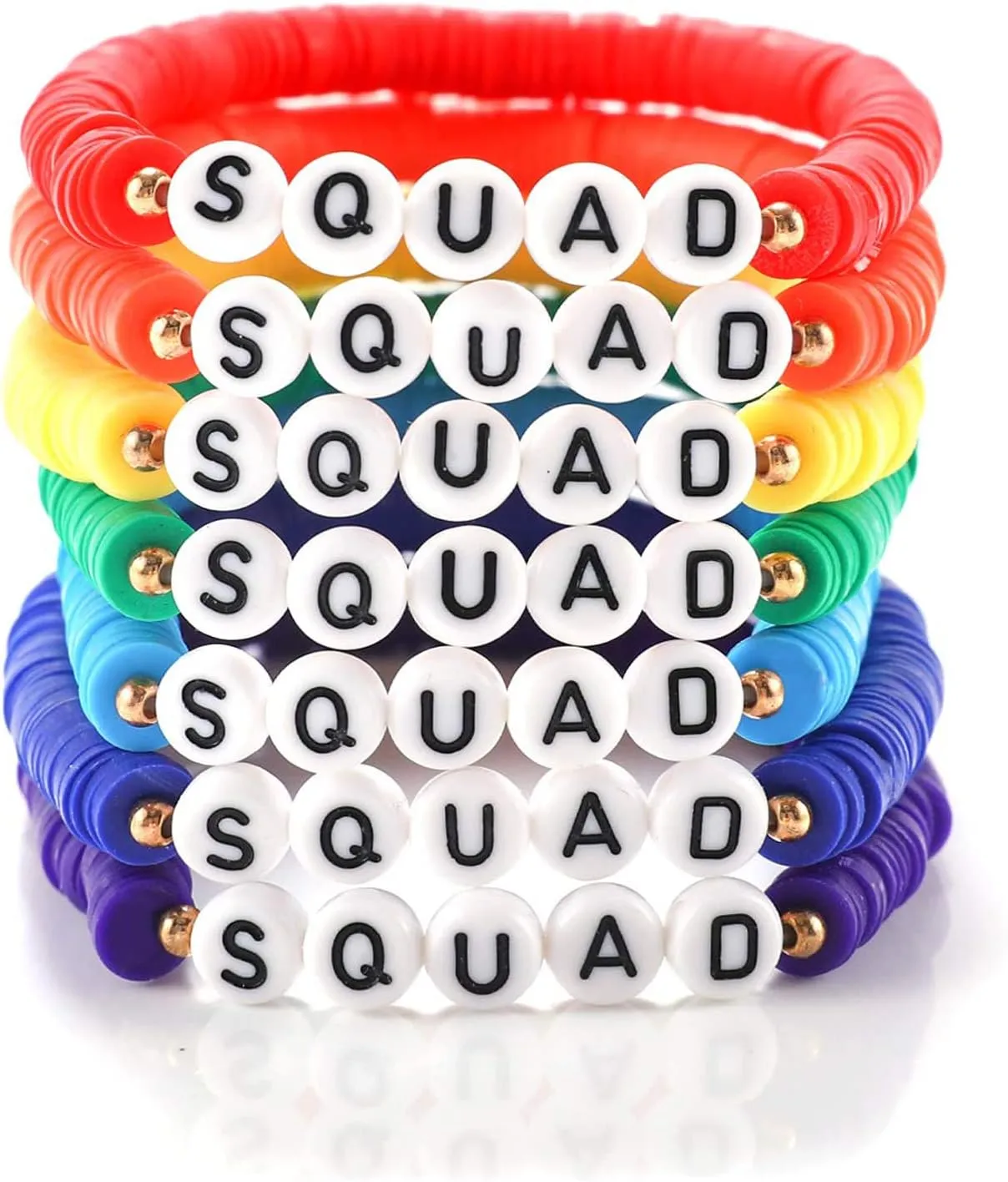 Rainbow Heishi Surfer Bracelets Set for Women Stackable Clay Beaded Bracelets Disc Stretch Preppy Bracelets Layering Colorful Friendship Bracelets Team Cheer Bulk Boho Summer Beach Jewelry Gift