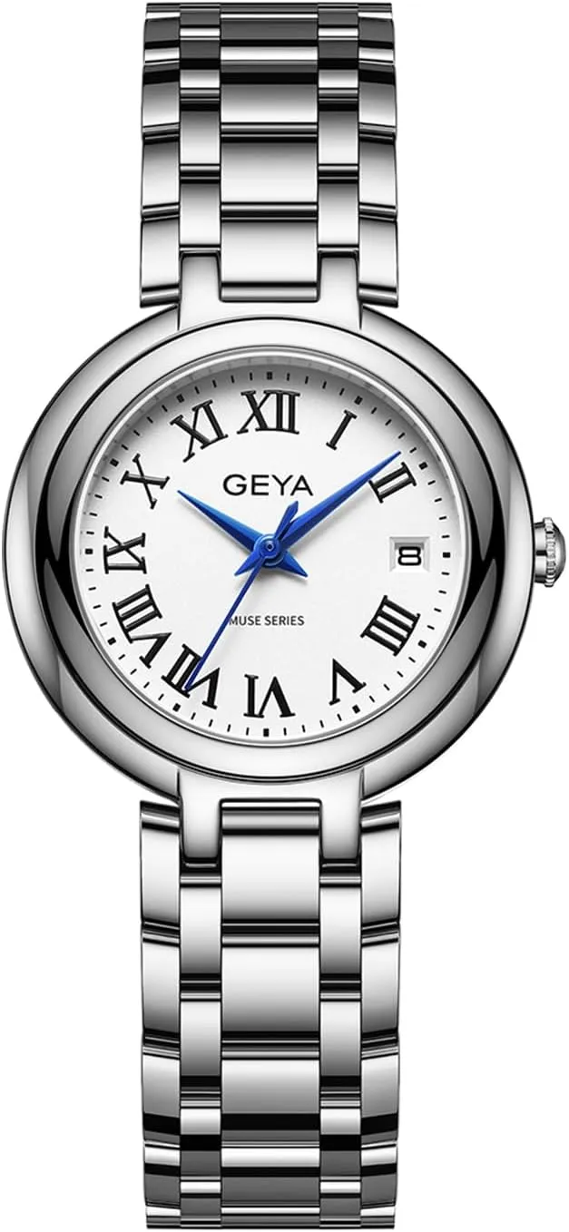 Redhai Luxury Women's Fashion Watch Silver Elegant Stainless Steel Watches for Women with Minimalist Design Waterproof Ladies Watch