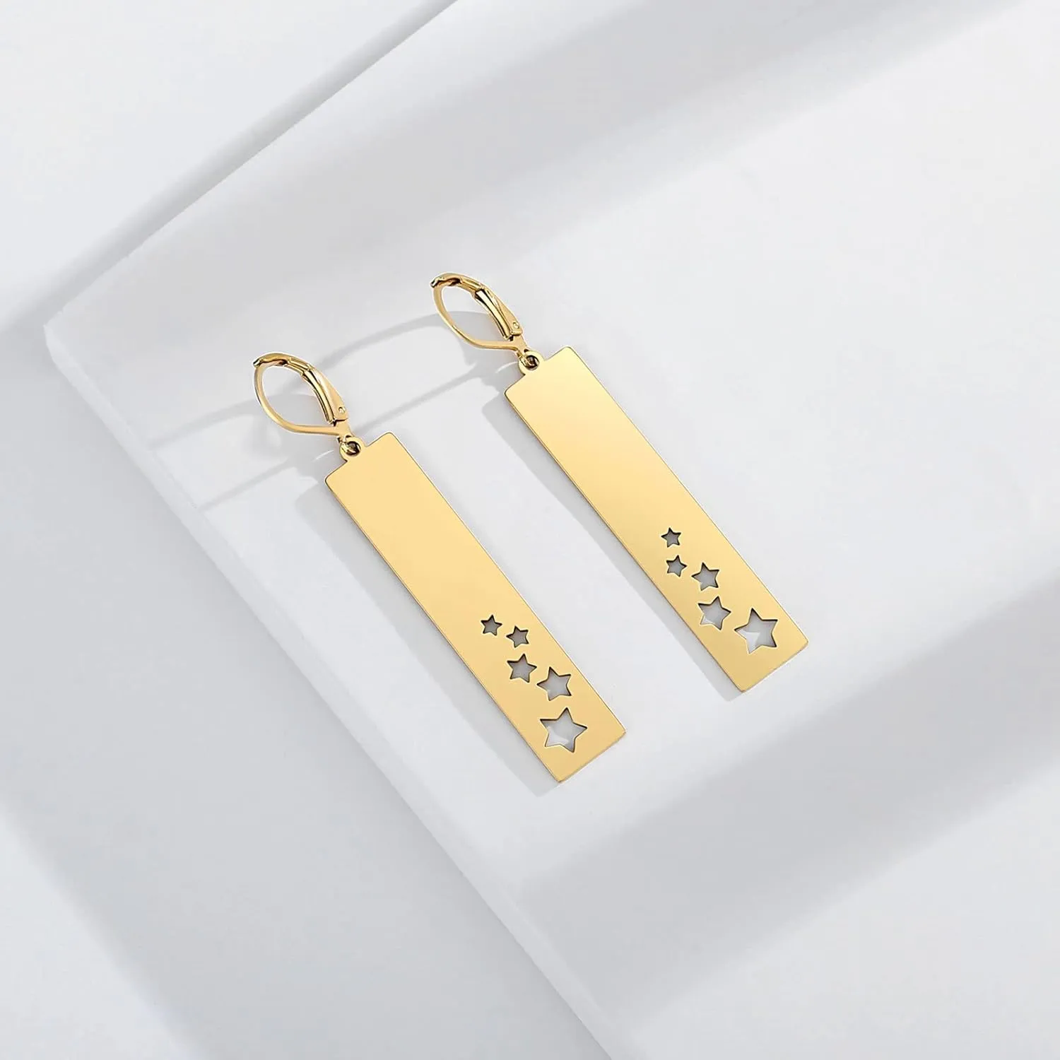 REELMAR Teardrop Earrings for Women Trendy Sun Mushroom Dangle Drop Earrings Iridescent Hollow Geometric Earings Dangling Stainless Steel Statement Jewelry