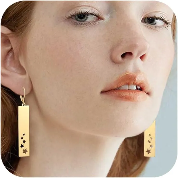 REELMAR Teardrop Earrings for Women Trendy Sun Mushroom Dangle Drop Earrings Iridescent Hollow Geometric Earings Dangling Stainless Steel Statement Jewelry