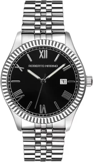 RM8921  Mens Silver Stainless Steel Watch, Japanese Quartz, Black Dial, 3ATM