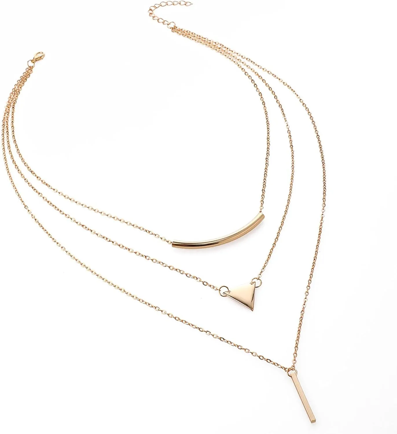 Roe Dolph Gold Layered Necklace for Women Geometry Pendant Necklace Minimalist Choker Necklace Long Chains Necklace Jewelry Gift