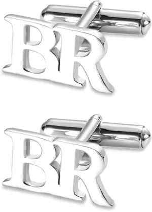 Roseinside Personalized Letter Cufflinks for Men Sterling Silver/Stainl Steel Custom Engraved Initials Cufflinks for Groom Weddings Business Tuxedo Suit Shirt Personalized Gifts for Father Grandfather Dad