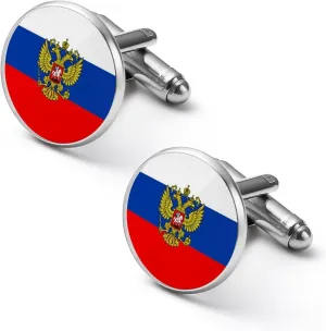 Russian Eagle Flag Mens Cufflinks Classic Alloy Shirt Cuff Links Unique Jewelry Gift for Groom Father Husband Boyfriend