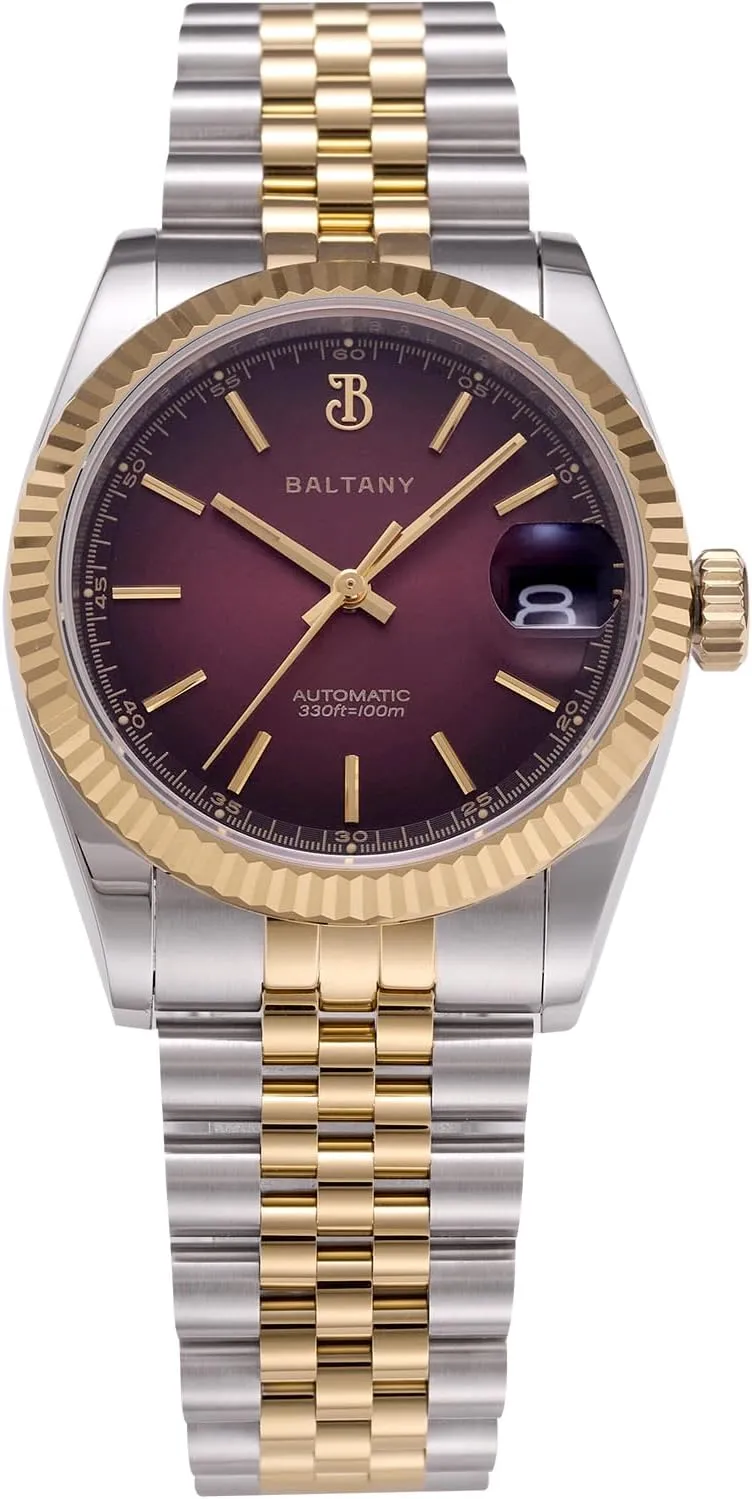 S4084 DJ Dress Watch for Men NH35 Movement Retro 36MM Automatic Wristwatch with Fluted Bezel