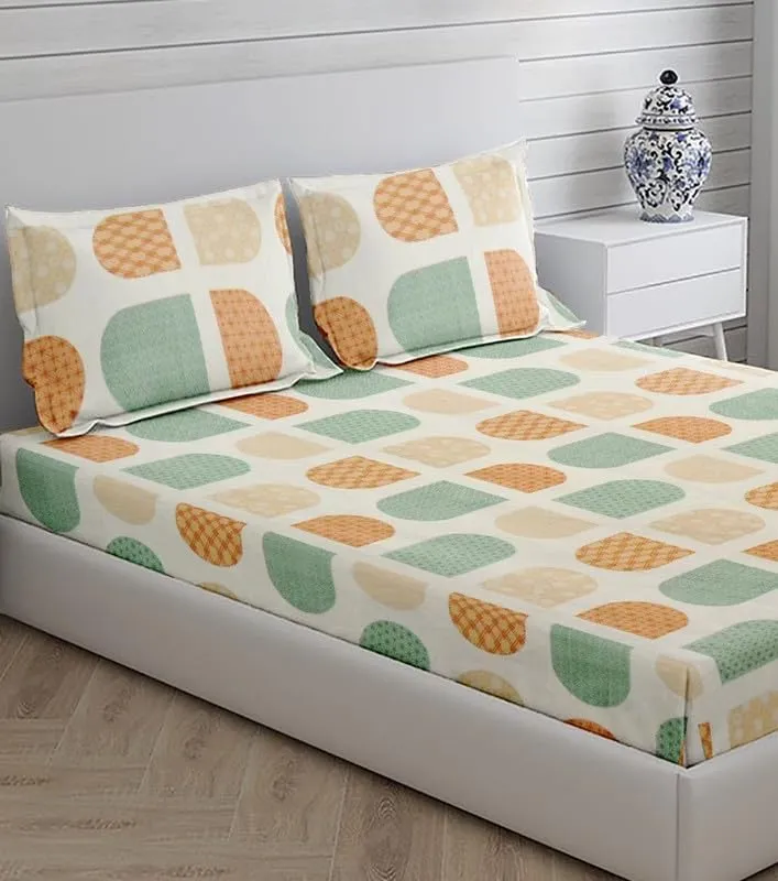 SAMAIR Premium Cotton Double Bedsheet with 2 Pillow Covers||220x230 CM,Multi-4