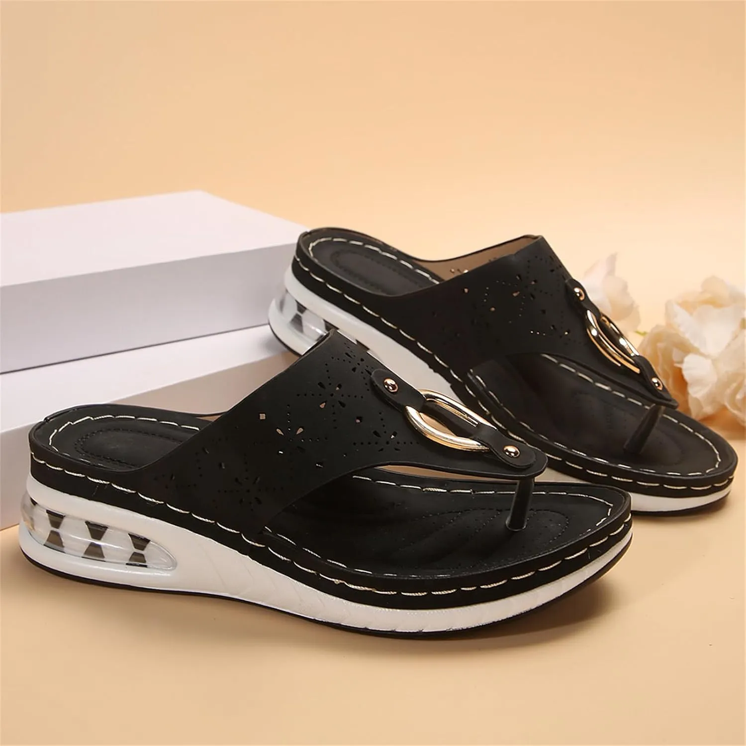 Sandals for Women Wedge Shoes Platform Orthopedic Arch Support Thong Sandals Comfortable Slip On Slippers