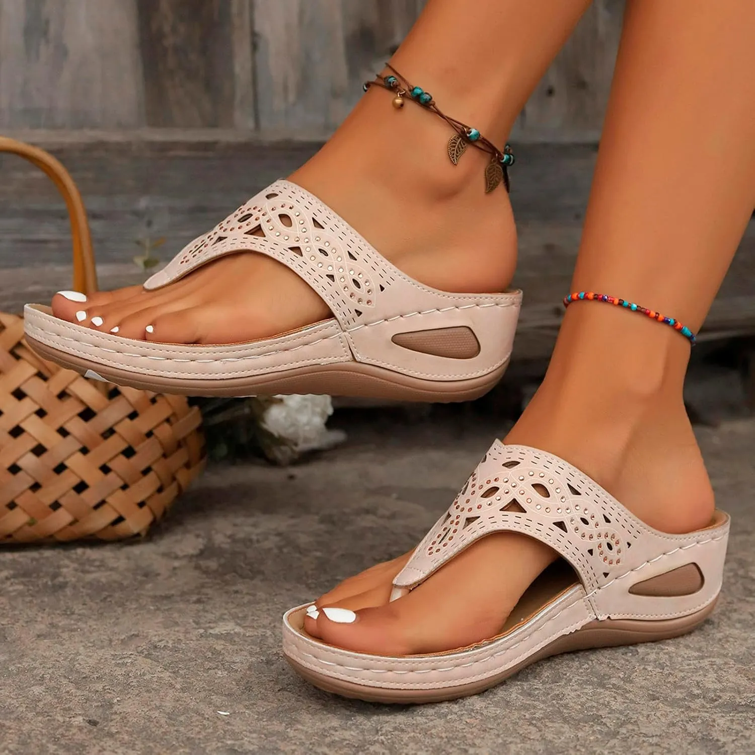 Sandals Womens Summer Orthopedic Sandals with Arch Support Platform Ladies Flat Sandals Beach Summer Shoes