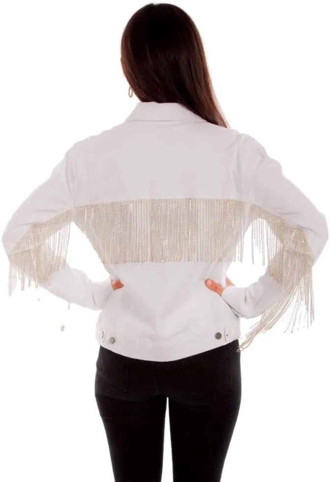 Scully Black With Rhinestone Fringe Womens Jean Jacket HC792