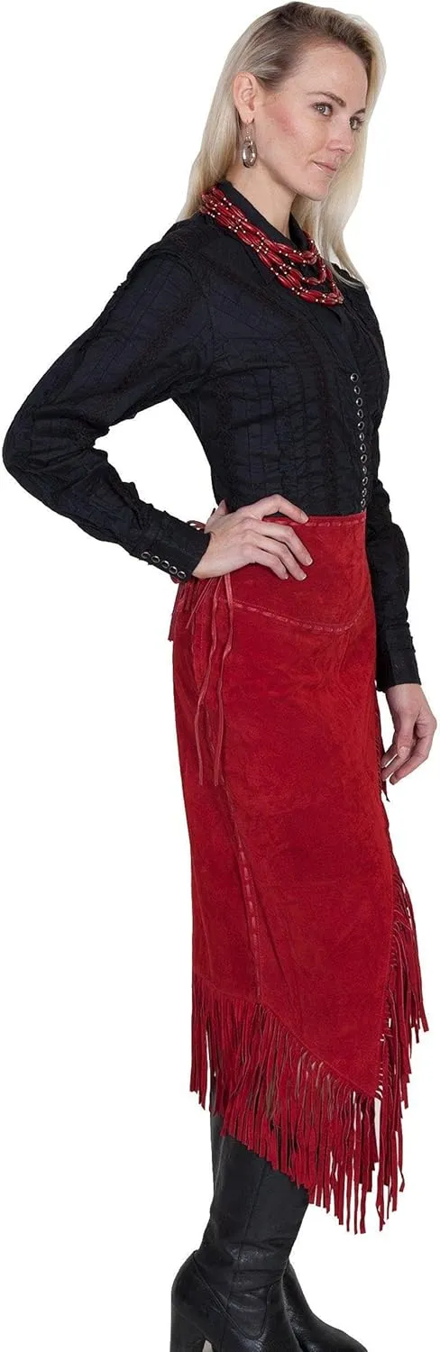 Scully Women's Asymmetrical Fringe Suede Leather Skirt - L659-19