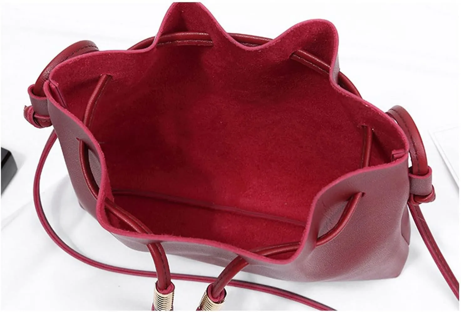 Shoulder bag String Bucket Bag For Women PU Leather Small Handbag Female Tassel Purse Shoulder Crossbody Sac Bag