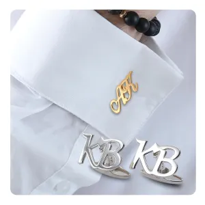 Silver Initial Cufflinks for men - Personalized Name Cufflinks - Monogram Letter Cufflinks - Wedding Cufflinks - A-Z Alphabet cufflinks