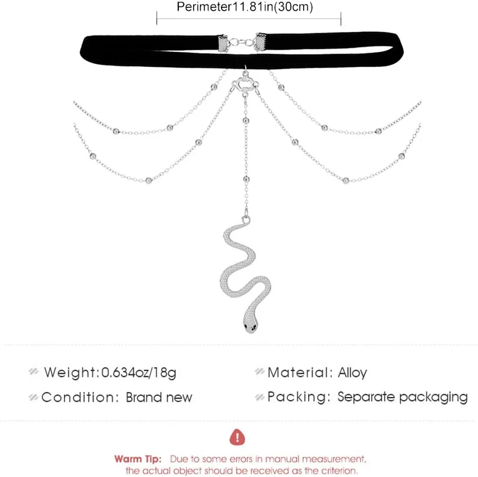 Silver Snake Thigh Chain Jewelry Summer Beach Black Layered Elastic Bead Leg Chain Boho Alloy Serpent Sexy Charm Body Lace Garter Set for Women Rave Bikini Party Prom Club Outfit Accessories