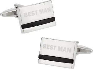Silver Wedding Cufflinks with Travel Presentation Gift Box Special Occasions Cufflinks for Wedding Party Dress Shirt Business Gift Groomsmen Father of Bride Ushers Best Man