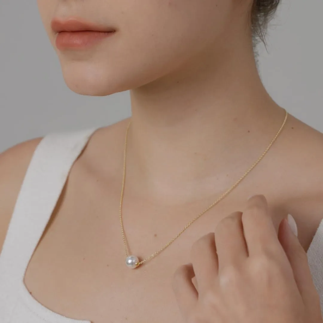 Single Pearl Necklace Pendant, 8mm Simulated Shell Pearl, Silver Necklace, Gold Necklaces for Women, 10X Gold Plated, 15"/18" with 3 Inch Extender, Ideal Gifts for Women, Christmas Gifts