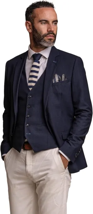 SIRRI Elegant Men's Navy Slim Fit Suit 3-Piece with Beige Ecru Chinos - Versatile Business Attire for Every Occasion