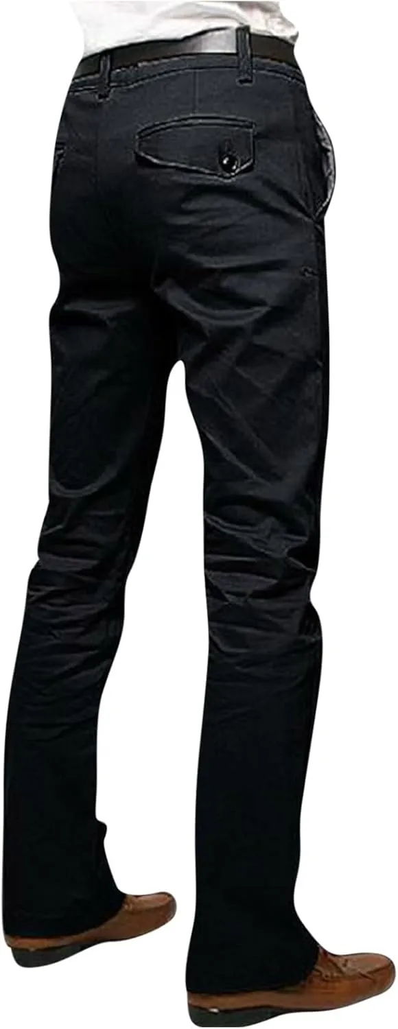 Slim Fit Pants for Men Straight Leg Business Work Bottoms Dressy Trousers Stretch Waist Comfortable Office Style