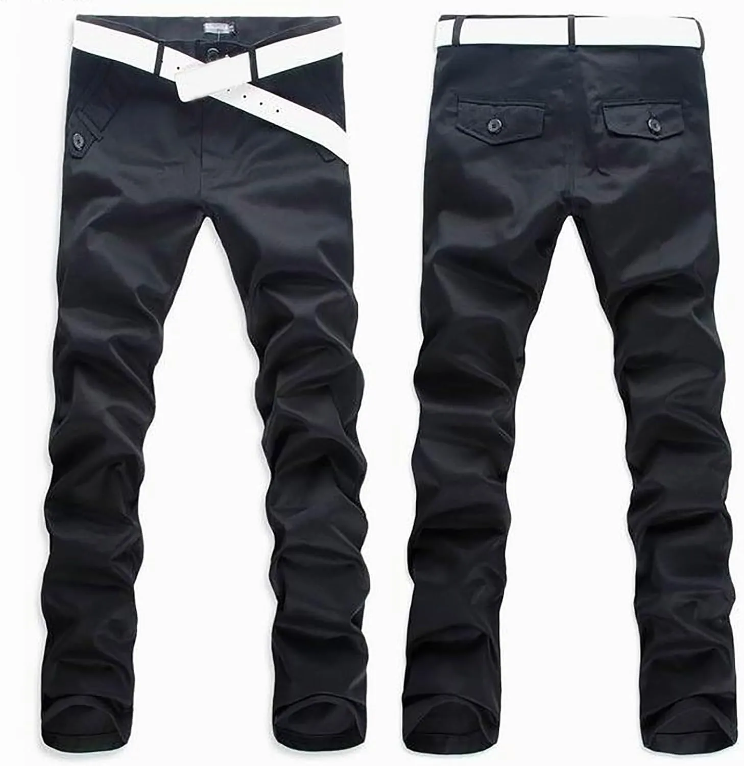 Slim Fit Pants for Men Straight Leg Business Work Bottoms Dressy Trousers Stretch Waist Comfortable Office Style