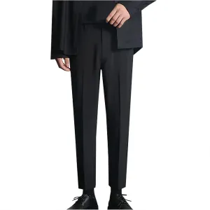Slim Fit Trousers Men Dress Pants Business Formal Work Bottoms Classic Style Stretch Waist Comfortable Office Wear