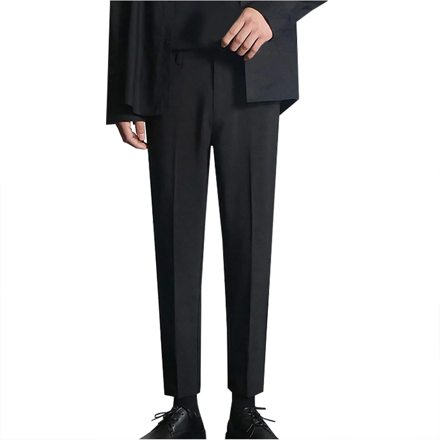 Slim Fit Trousers Men Dress Pants Business Formal Work Bottoms Classic Style Stretch Waist Comfortable Office Wear