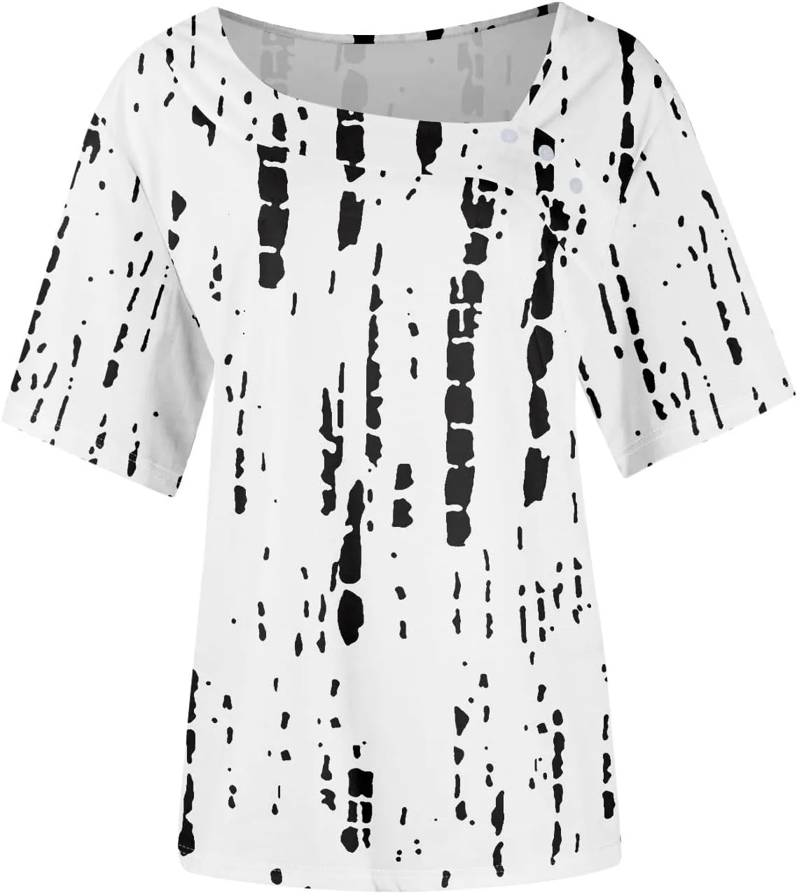 slqdgmryz Short Sleeve Shirts for Women Trendy Asymmetrical Neck Button Cute Summer Tops Casual Vintage Graphic Tees Blouses