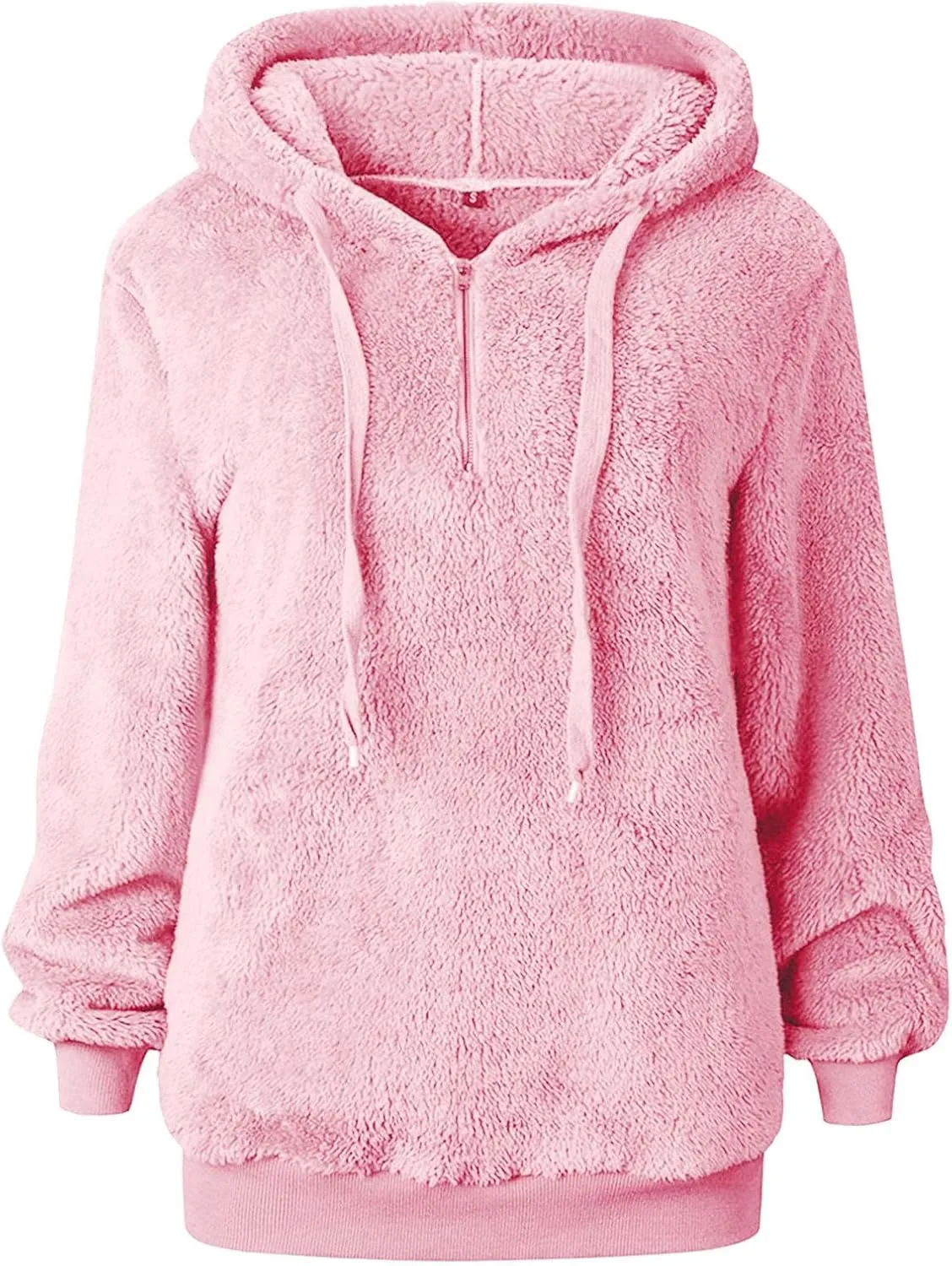 SMIDOW Womens Fuzzy Hoodies Cozy Oversized Hooded Sweatshirt Fleece Pullover Winter Warm Wool Zipper Pockets Coat Outwear