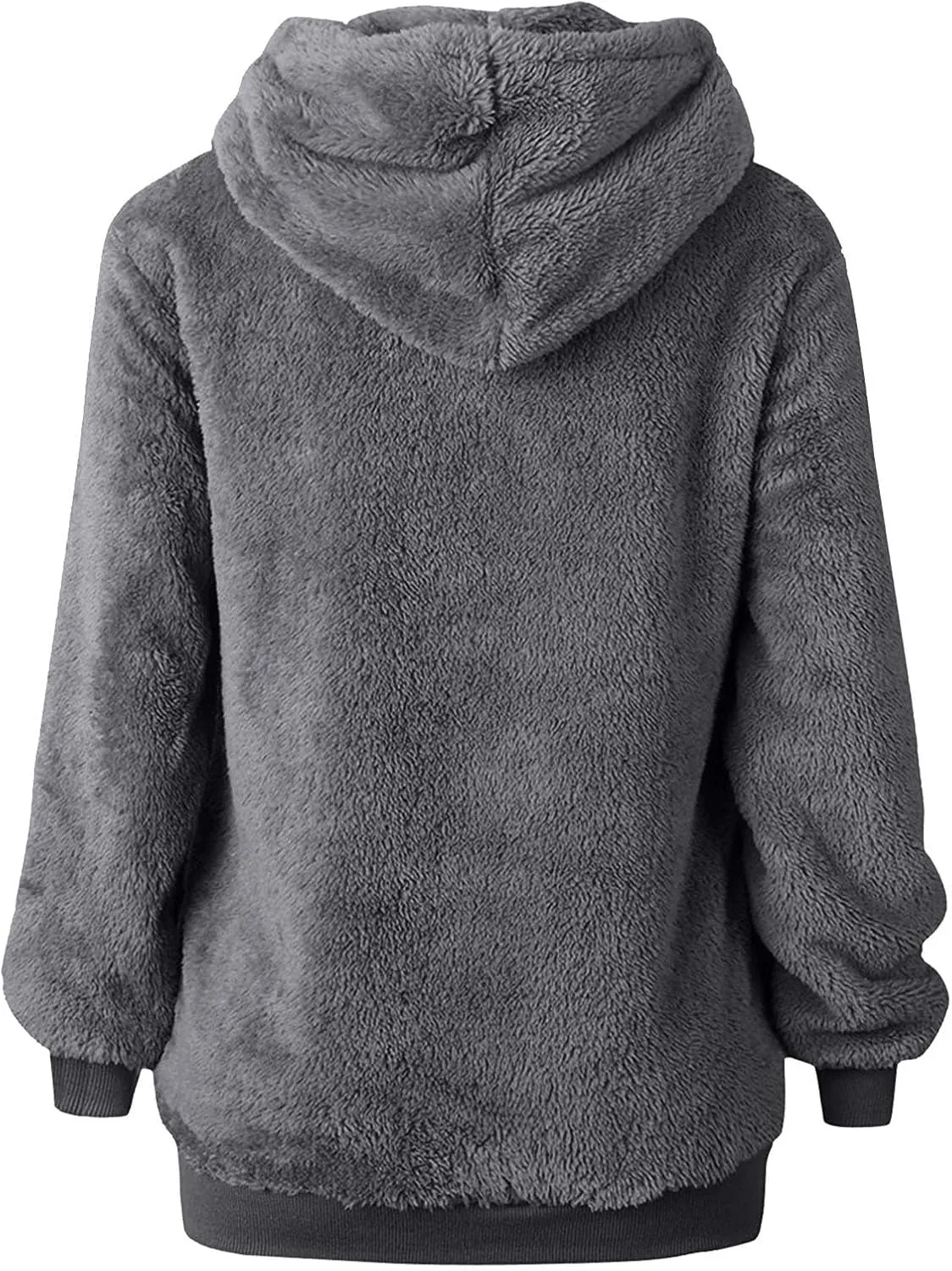 SMIDOW Womens Fuzzy Hoodies Cozy Oversized Hooded Sweatshirt Fleece Pullover Winter Warm Wool Zipper Pockets Coat Outwear