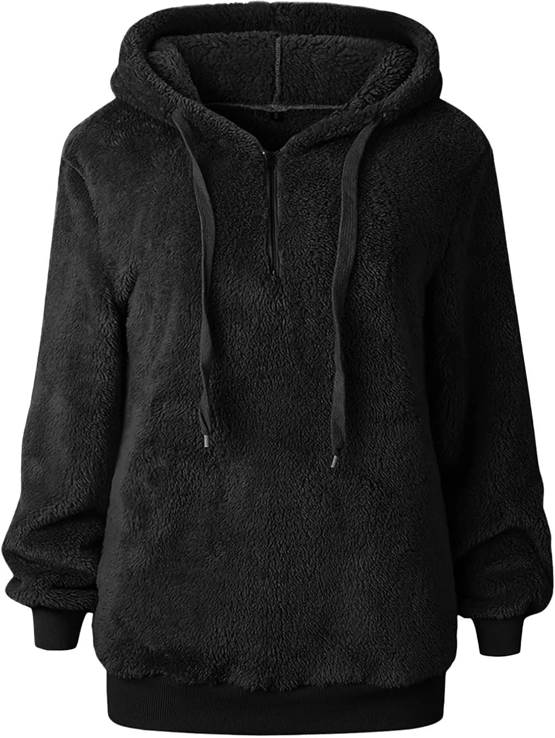SMIDOW Womens Fuzzy Hoodies Cozy Oversized Hooded Sweatshirt Fleece Pullover Winter Warm Wool Zipper Pockets Coat Outwear