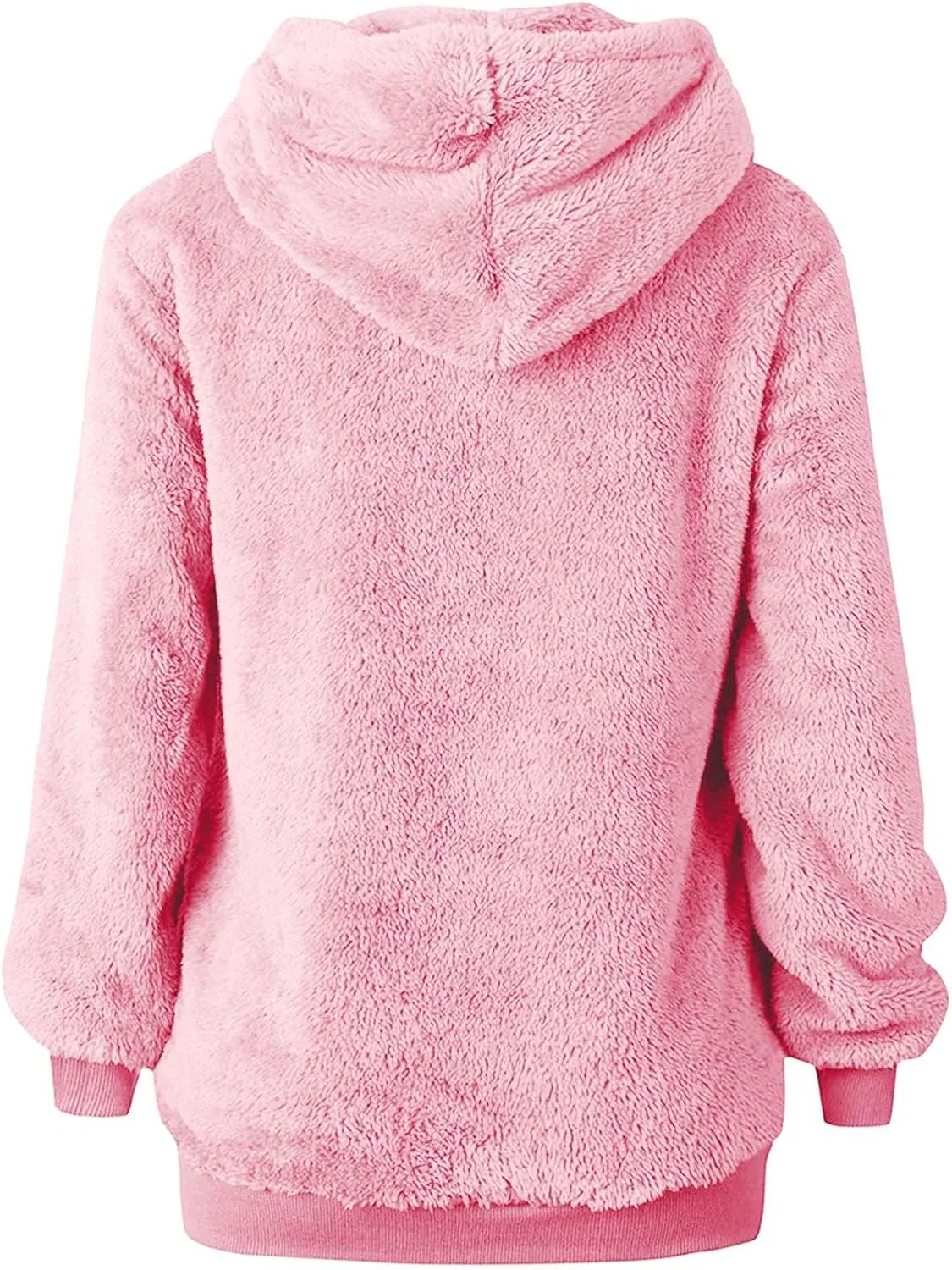 SMIDOW Womens Fuzzy Hoodies Cozy Oversized Hooded Sweatshirt Fleece Pullover Winter Warm Wool Zipper Pockets Coat Outwear