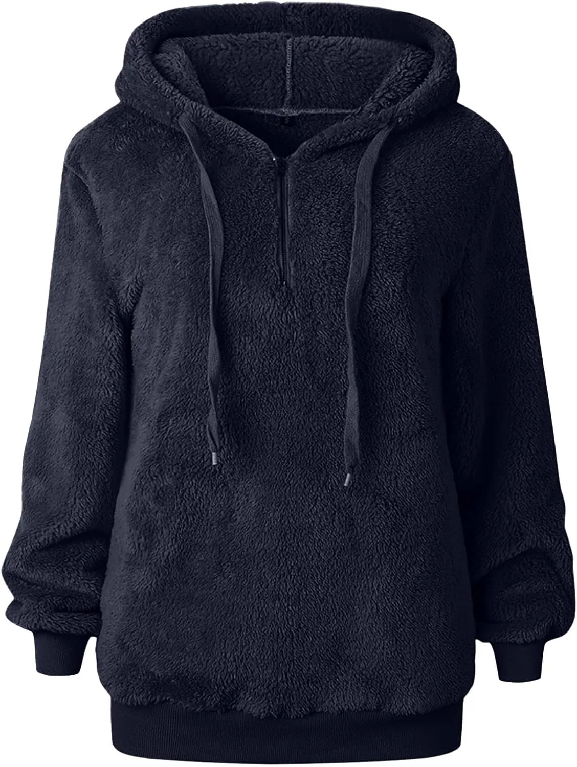 SMIDOW Womens Fuzzy Hoodies Cozy Oversized Hooded Sweatshirt Fleece Pullover Winter Warm Wool Zipper Pockets Coat Outwear