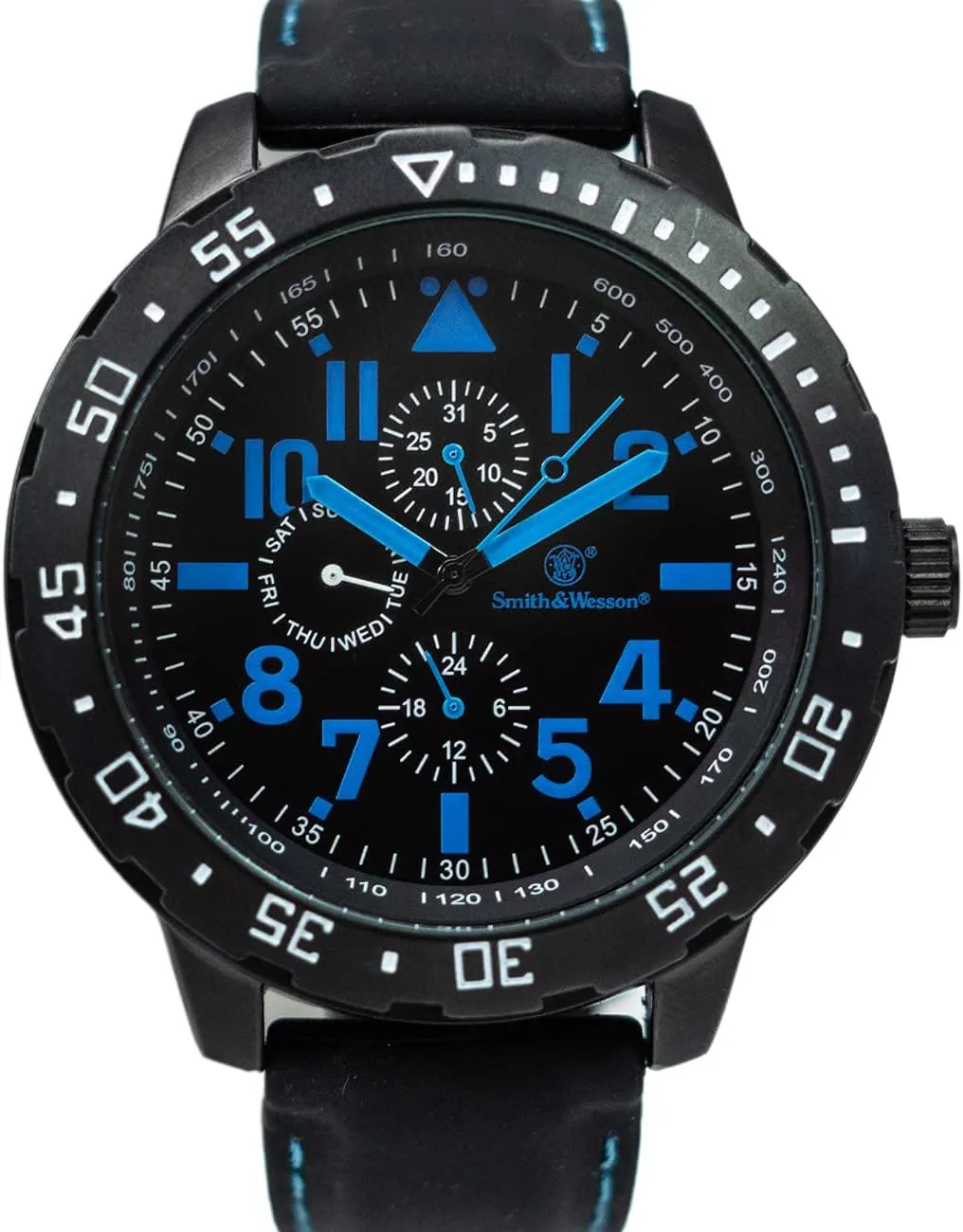 Smith & Wesson Men's Calibrator Watch, 5ATM, Stainless Steel Caseback, Precision Quartz, Black Rubber Strap, 51mm
