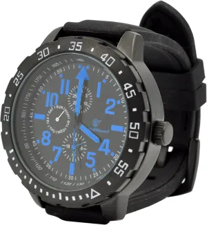 Smith & Wesson Men's Calibrator Watch, 5ATM, Stainless Steel Caseback, Precision Quartz, Black Rubber Strap, 51mm