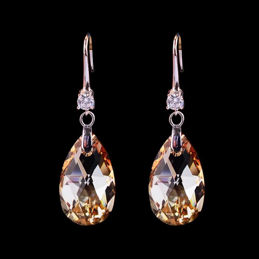 Sparkly Austrian Crystal Dangle Earrings Aurora Boreale Drop Glitter Faceted Ball Beads Earrings Threader Cube Bar Party Prom Disco Jewelry