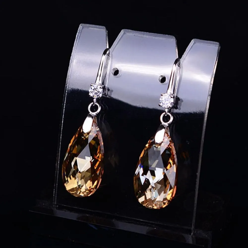 Sparkly Austrian Crystal Dangle Earrings Aurora Boreale Drop Glitter Faceted Ball Beads Earrings Threader Cube Bar Party Prom Disco Jewelry