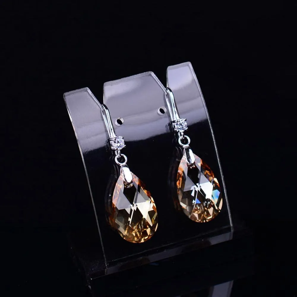 Sparkly Austrian Crystal Dangle Earrings Aurora Boreale Drop Glitter Faceted Ball Beads Earrings Threader Cube Bar Party Prom Disco Jewelry