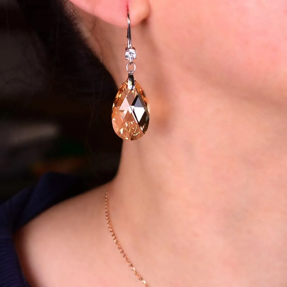Sparkly Austrian Crystal Dangle Earrings Aurora Boreale Drop Glitter Faceted Ball Beads Earrings Threader Cube Bar Party Prom Disco Jewelry