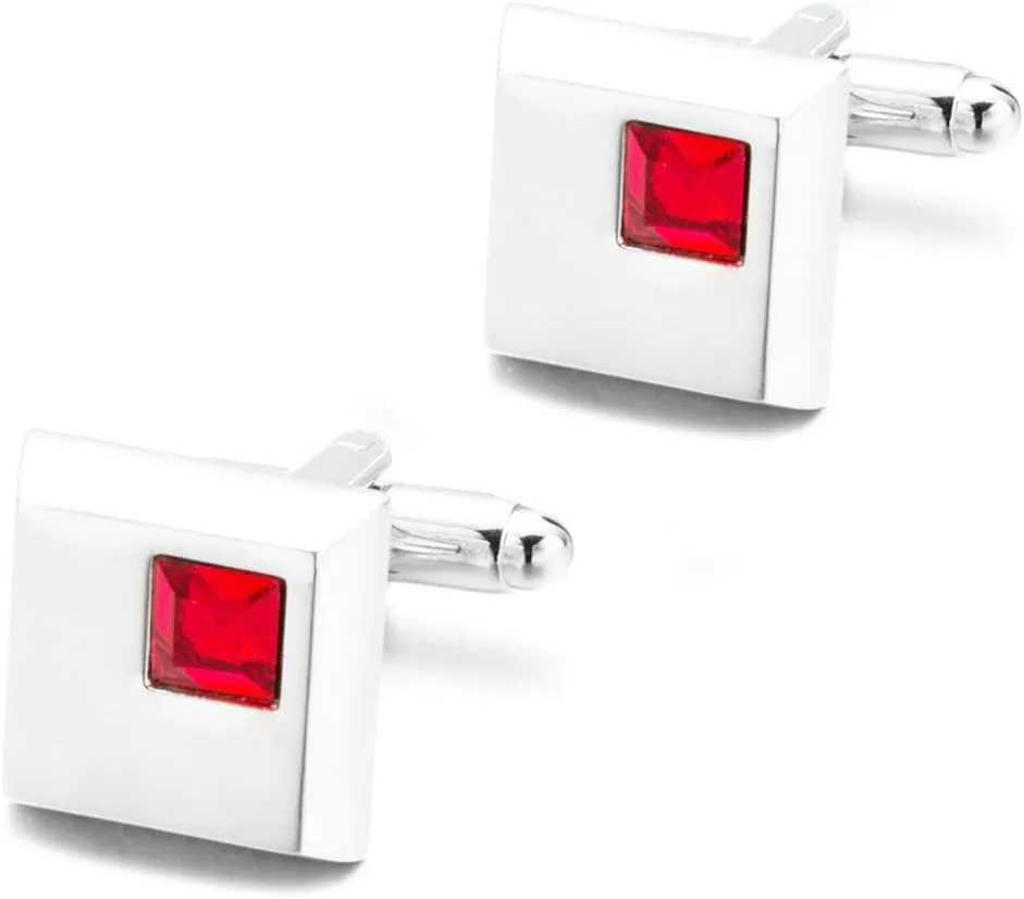 Square Simple Mini Crystal Cufflinks Crystal Gem stone Cuff links YW50 (Pale Pink)