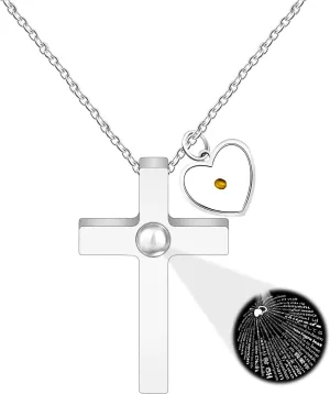 Stainless Steel Cross Necklace Faith Religious Pendant Hearth Pendant with Real Mustard Seed Necklaces for Men and Women