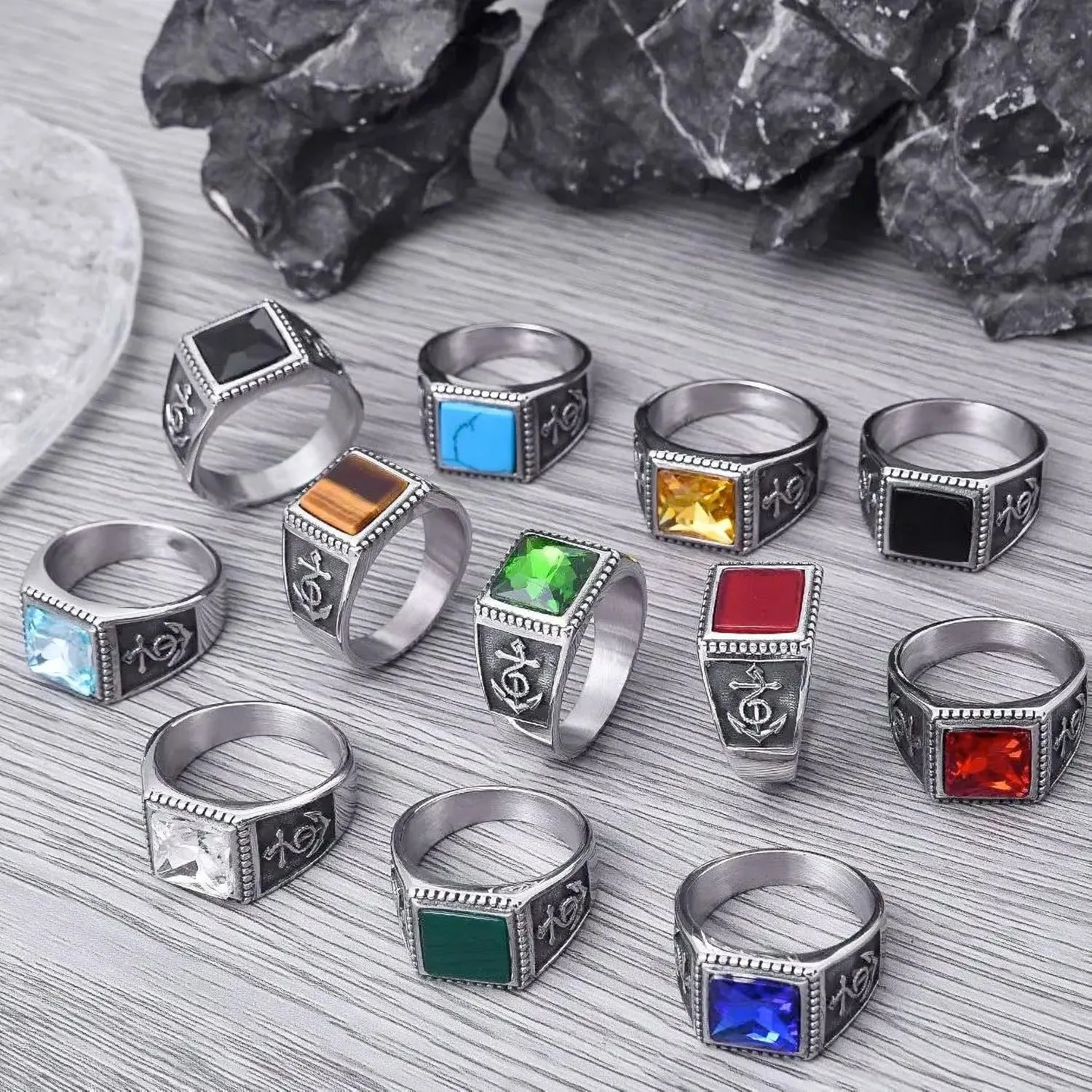 Stainless Steel Ring for Men with Black Agate Stone - Timeless Style in Design