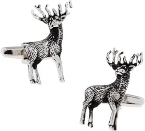 Standing Stag Deer Cufflinks  Refined Hunting-Inspired Design, Mens Accessories for Formal Attire or Outdoor Enthusiasts