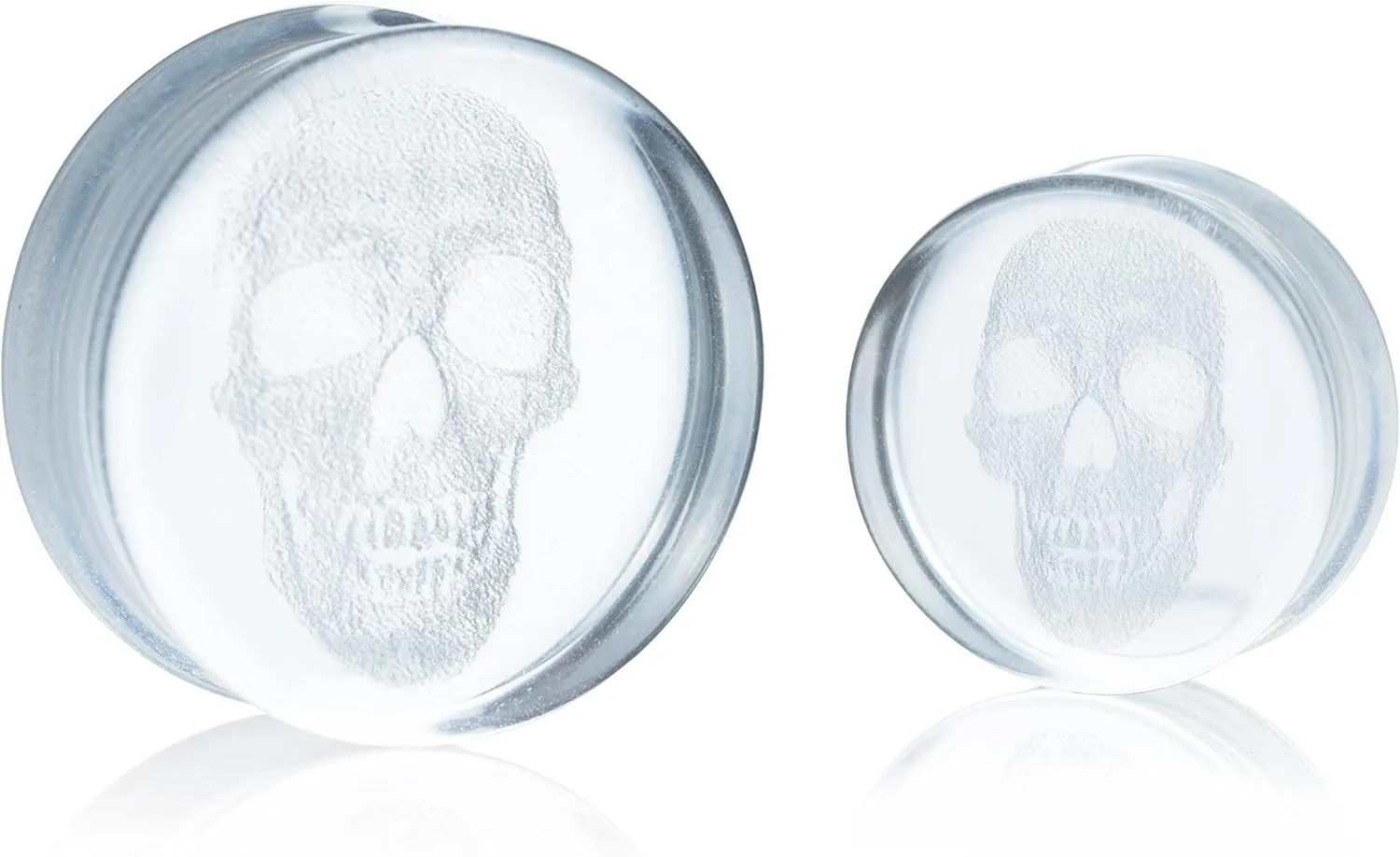 Stylish Glass Skull Saddle Plugs - Ear Gauges Expander Tunnels Stretched Ears(Sold in Pairs)
